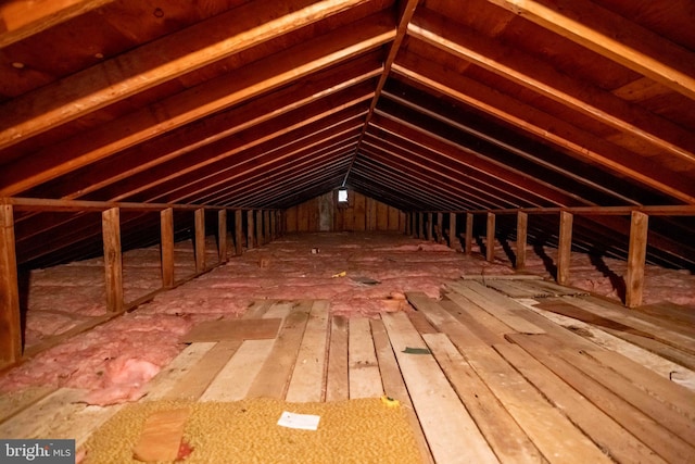 view of unfinished attic