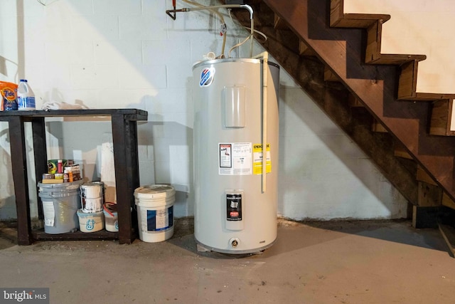 utility room with water heater