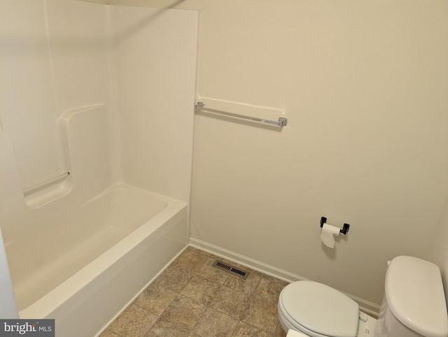 bathroom with visible vents, baseboards, and toilet