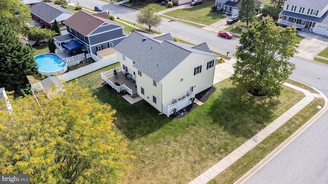 bird's eye view with a residential view