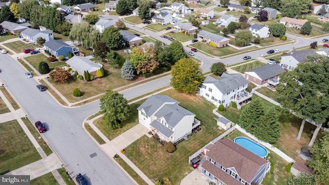 drone / aerial view with a residential view