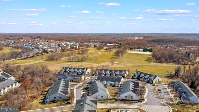 birds eye view of property with a residential view