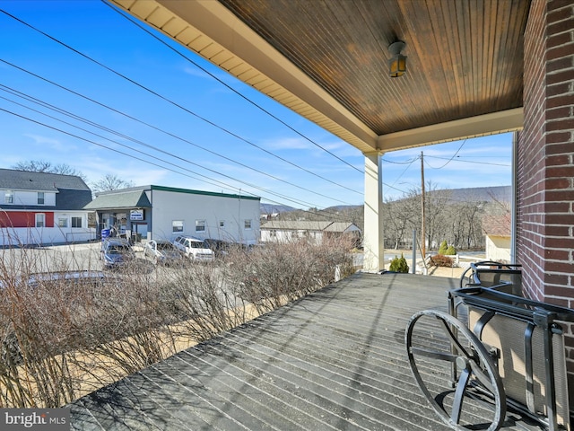 deck featuring a mountain view