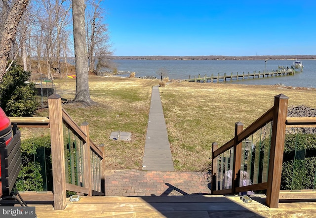 view of yard with a water view