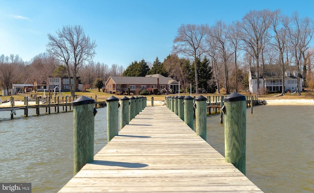 view of dock featuring a water view