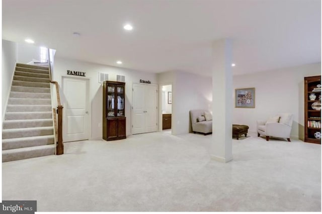 42578 Dreamweaver Dr, Brambleton, VA 20148 - interior space with carpet floors, recessed lighting, and stairway