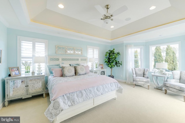 30748 Fowlers Path, Millsboro, DE 19966 - bedroom with ornamental molding, a raised ceiling, and light colored carpet