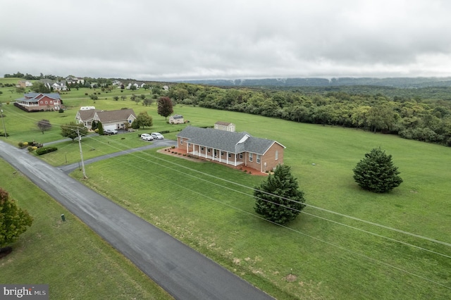 aerial view featuring a rural view