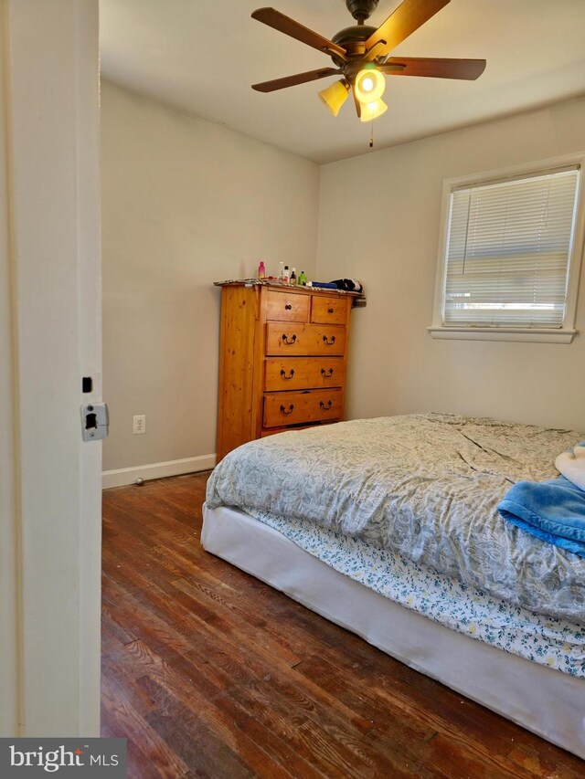 1205 Stratwood Ave, Oxon Hill, MD 20745 - bedroom with a ceiling fan, wood finished floors, and baseboards