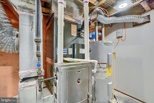 utility room with water heater