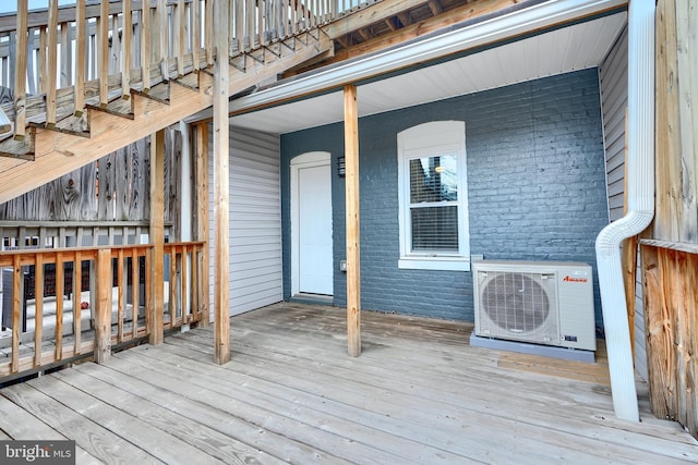 wooden deck with ac unit