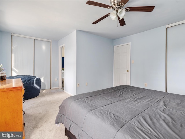 bedroom featuring carpet flooring and ceiling fan