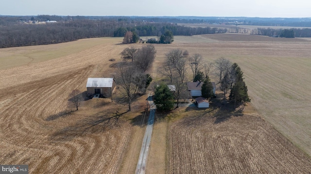 aerial view featuring a rural view