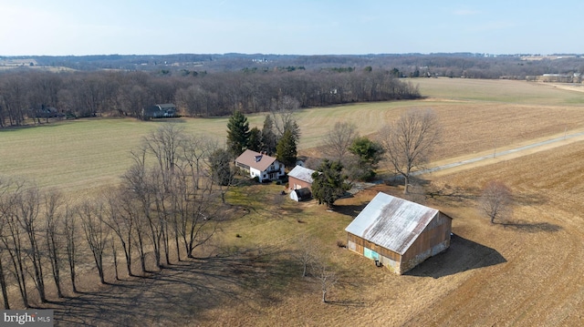 aerial view featuring a rural view