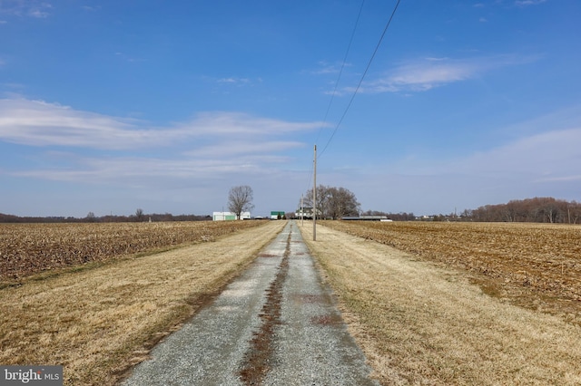 view of road with a rural view