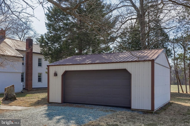 view of detached garage