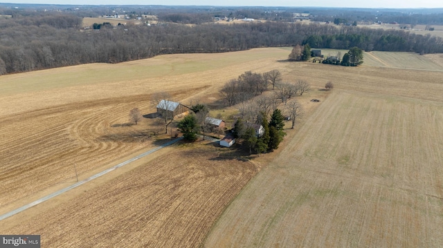 aerial view featuring a rural view