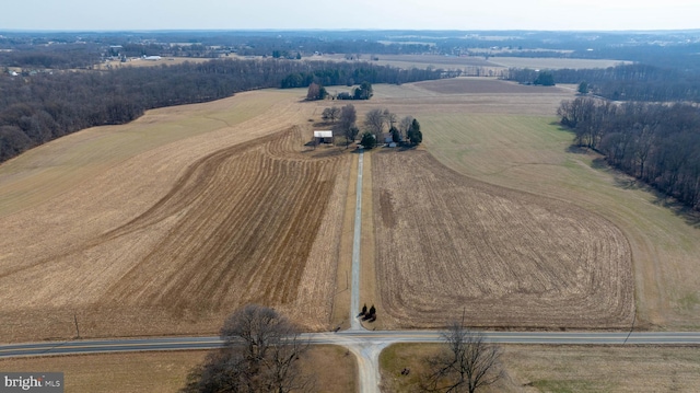 aerial view with a rural view