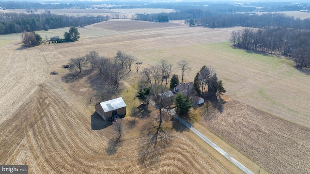 aerial view featuring a rural view