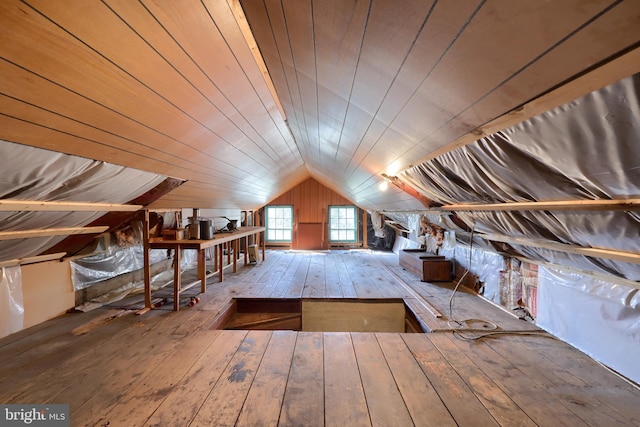 view of unfinished attic