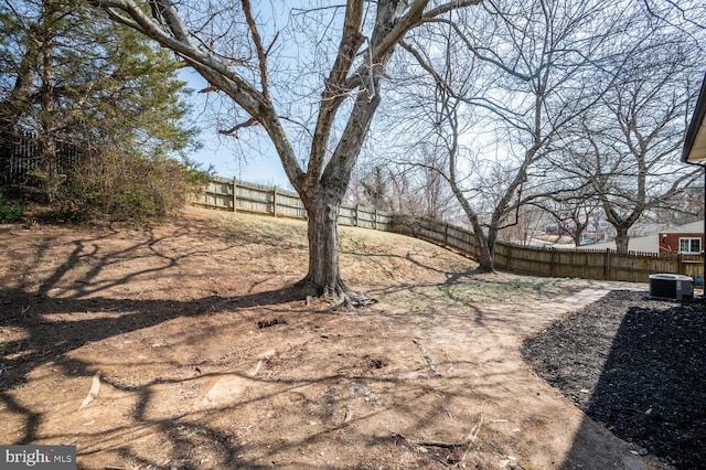 view of yard featuring a fenced backyard