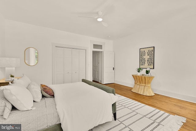 121 Kentucky Ave SE, Washington, DC 20003 - bedroom featuring light wood finished floors, a closet, and ceiling fan