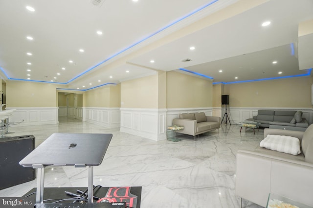 2205 Dhow Ct, Bowie, MD 20721 - common area with a decorative wall, a wainscoted wall, and recessed lighting