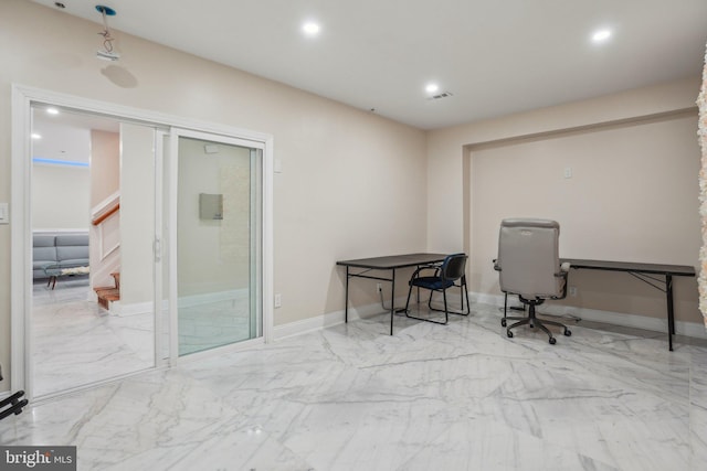 2205 Dhow Ct, Bowie, MD 20721 - office area with recessed lighting and marble finish floors
