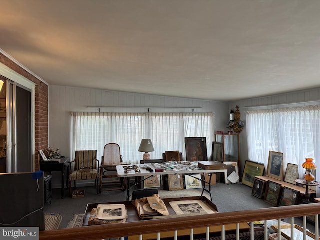 view of carpeted living area