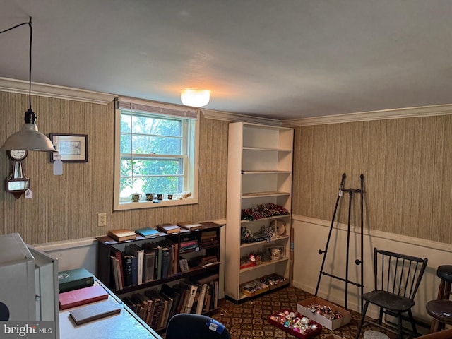 office area featuring ornamental molding