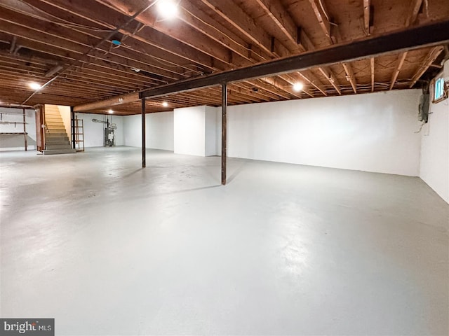 finished basement featuring stairs