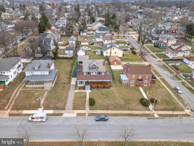 drone / aerial view with a residential view