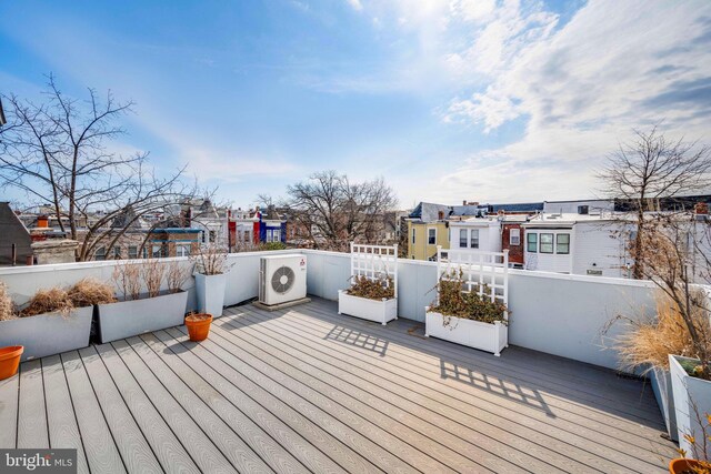 deck with a residential view