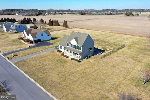 aerial view featuring a rural view