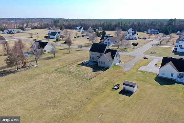 birds eye view of property with a residential view