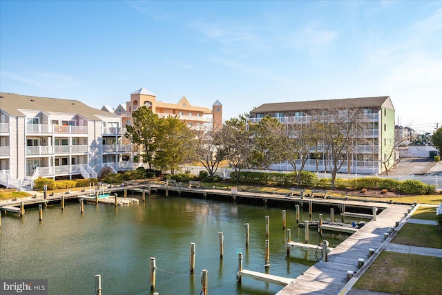 dock area featuring a water view