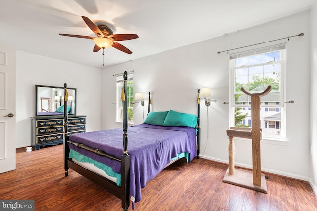 4504 Little River Run Dr, Annandale, VA 22003 - bedroom with wood finished floors, baseboards, and ceiling fan
