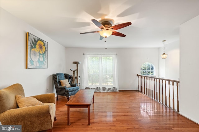 4504 Little River Run Dr, Annandale, VA 22003 - sitting room with healthy amount of natural light, ceiling fan, and wood finished floors