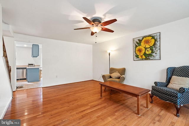 4504 Little River Run Dr, Annandale, VA 22003 - living area featuring light wood-style flooring and a ceiling fan