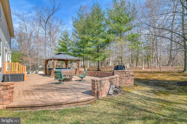 view of yard with a gazebo and a patio area