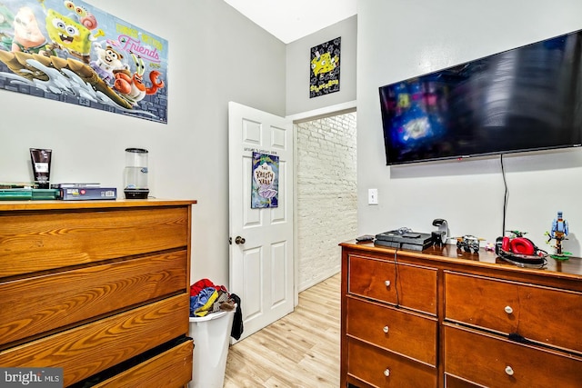 bedroom featuring light wood finished floors