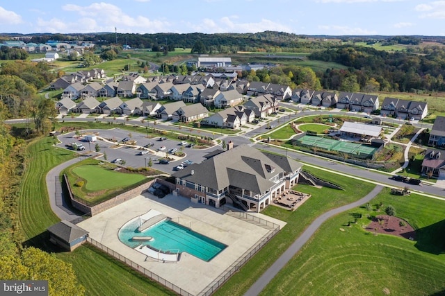 drone / aerial view with a residential view