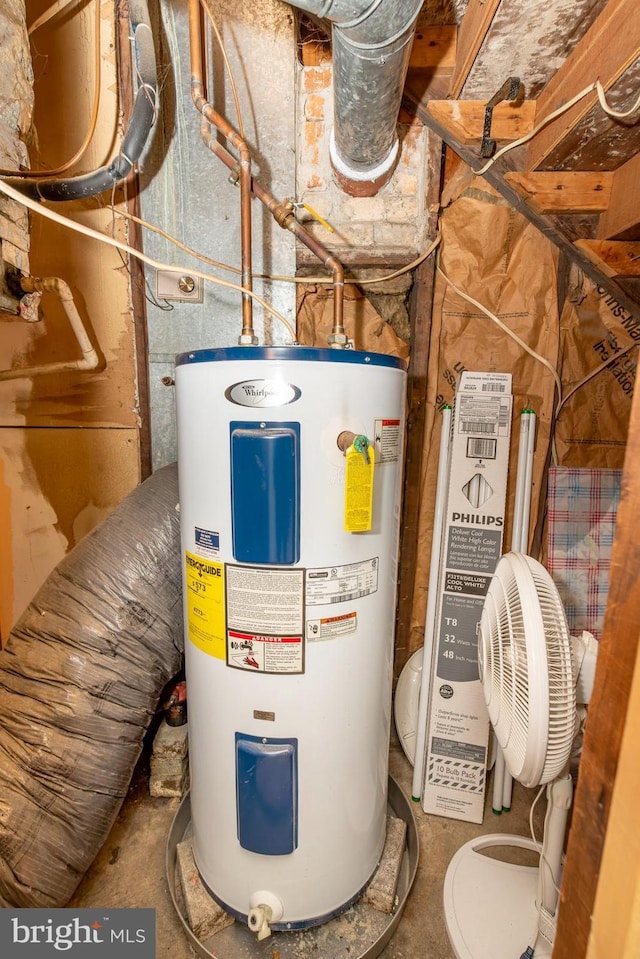 utility room featuring water heater