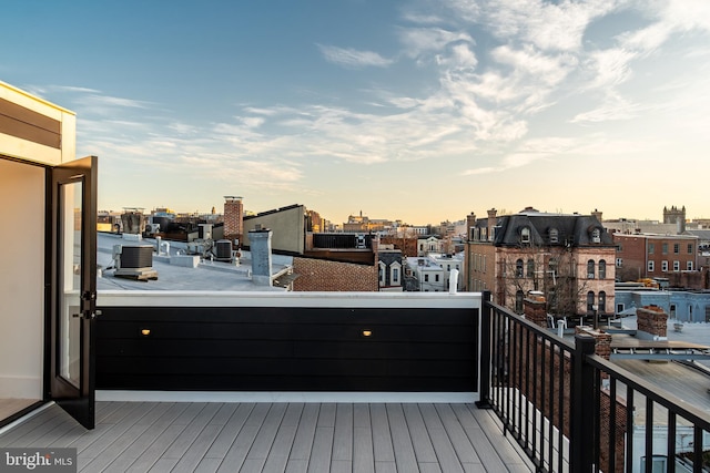 deck featuring a view of city