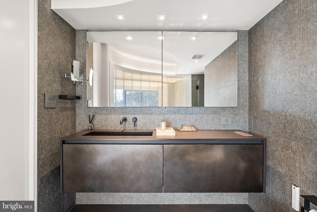 2510 Virginia Ave NW Unit 512-S, Washington, DC 20037 - full bath with vanity and tile walls