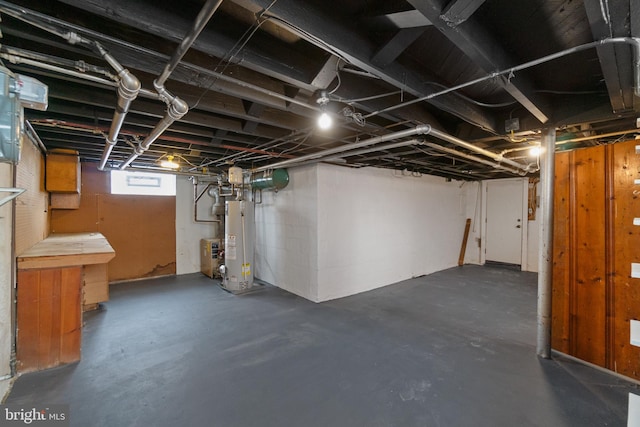 basement with water heater