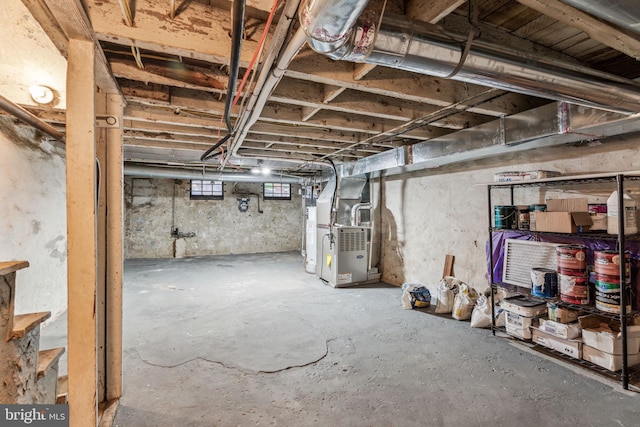 basement with heating unit