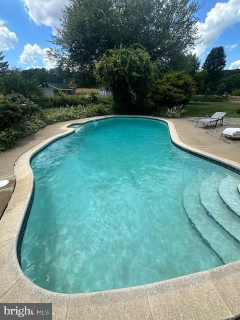 outdoor pool featuring a patio