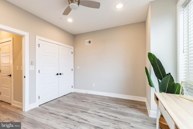 2525 N Hancock St, Philadelphia, PA 19133 - unfurnished office with light wood finished floors, baseboards, visible vents, and recessed lighting