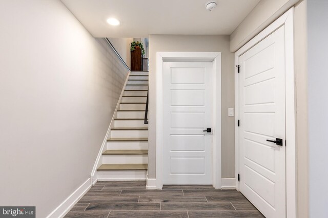 2525 N Hancock St, Philadelphia, PA 19133 - stairway featuring baseboards and wood tiled floor